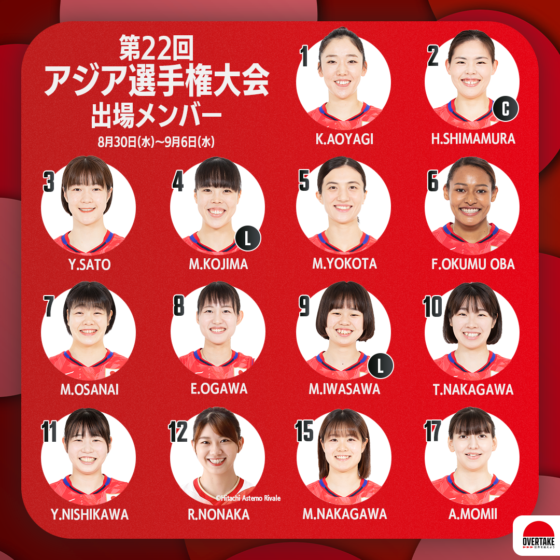 バレーボール女子日本代表チーム 第22回アジア女子選手権大会 出場選手14人決定